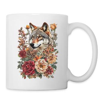 Wolf and flowers - Mug - white - Right