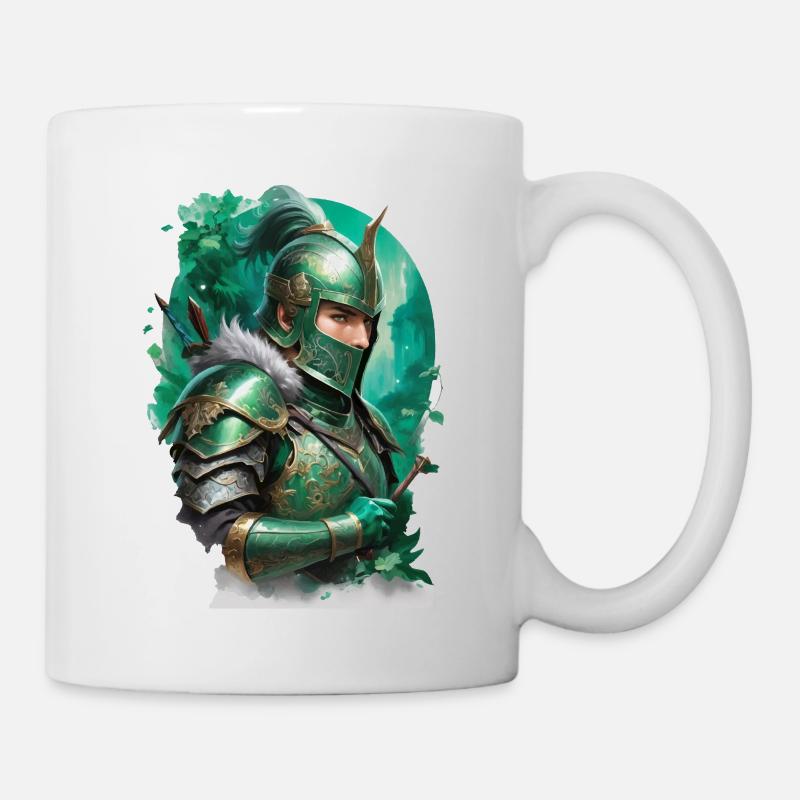 Gepanzerter Ritter, gekleidet in leuchtend grüne - Tasse - Weiß