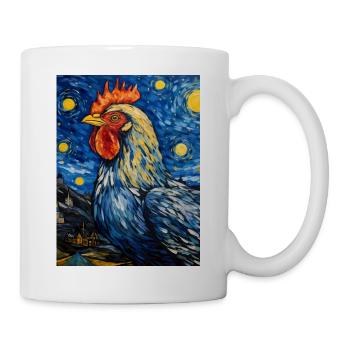 Hahn unter dem Sternenhimmel - Tasse - Weiß - Rechts