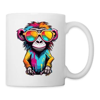 Affe / Tier / Zoo / Babian / Wild / Comic - Tasse - Weiß - Rechts