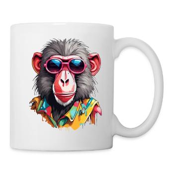 Affe / Tier / Zoo / Babian / Wild / Comic - Tasse - Weiß - Rechts