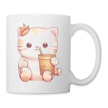 Chat dans la magie du thé à bulles - Mug blanc - blanc - Droite