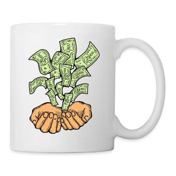 Big money flying to you for wealth and prosperity. - Mug - white - Right