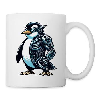 Pinguin Cyborg Roboter - Tasse - Weiß - Rechts