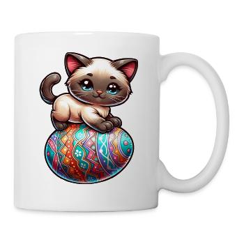 Siamkatze auf Osterei - Tasse - Weiß - Rechts