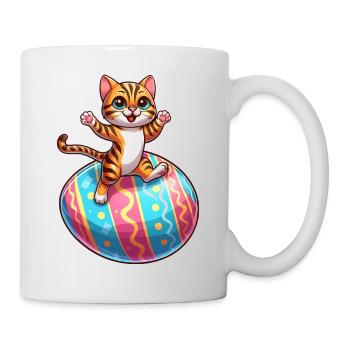 Dancing Bengal cat on easter egg - Mug - white - Right