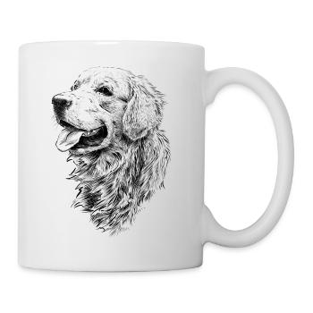 Golden Retriever Dog Drawing - Mug - white - Right