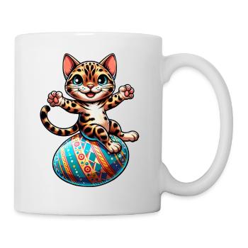 Chat du Bengale dansant l’œuf de Pâques - Mug blanc - blanc - Droite