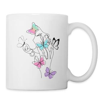 Butterfly face silhouette - Mug - white - Right