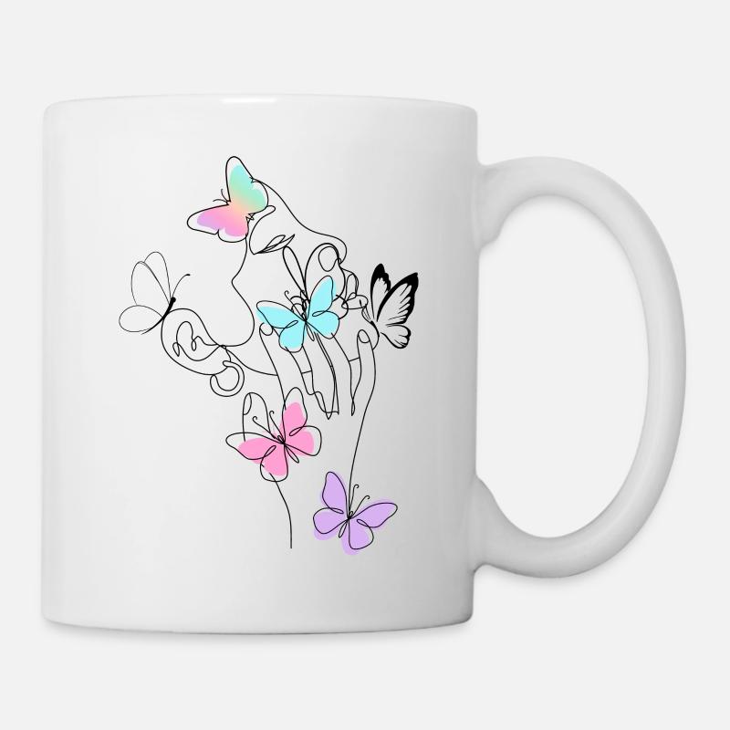 Silhouette visage papillon - Mug blanc - blanc