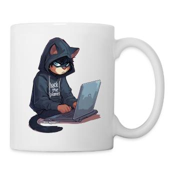 Cyber Hacker Cat Hackerkatze - Tasse - Weiß - Rechts