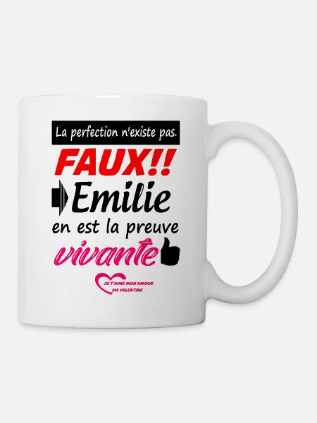 Saint Valentin / Valentine Emilie / Amour / Cadeau - Mug blanc - blanc
