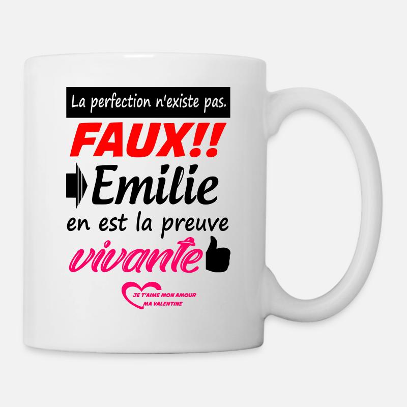 Saint Valentin / Valentine Emilie / Amour / Cadeau - Mug blanc - blanc