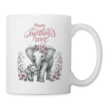 Mother's Love Elephant & Calf Floral Wreath - Tasse - Weiß - Rechts