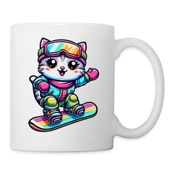 Chat Snowboard Snowboarder Mignon - Mug blanc - blanc - Droite
