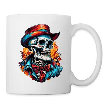Skull / Totenkopf / Skelett / Gothic / Tattoo - Tasse - Weiß - Rechts