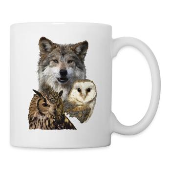 Loup et hiboux - Mug blanc - blanc - Droite