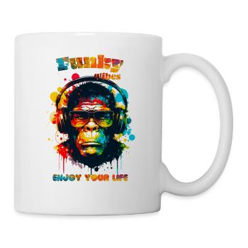 Funky vibes. Enjoy your life. Monkey - Mug - white - Right