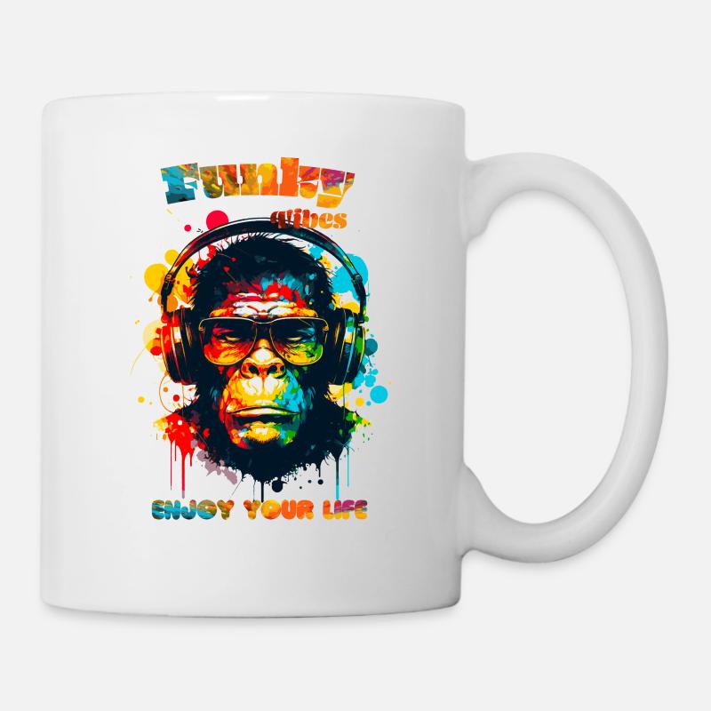 Funky vibes. Enjoy your life. Monkey - Mug - white