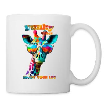 Funky Vibes. Genieße dein Leben. Giraffe - Tasse - Weiß - Rechts