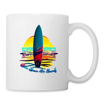 Meer, Sonne & Surfen - Tasse - Weiß - Rechts