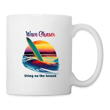 Wave chaser, living on the beach - Mug blanc - blanc - Droite