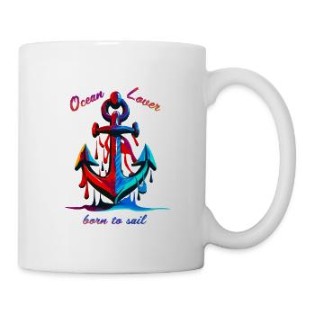 Ocean Lover, Born to sail. Marine Anchor - Mug - white - Right