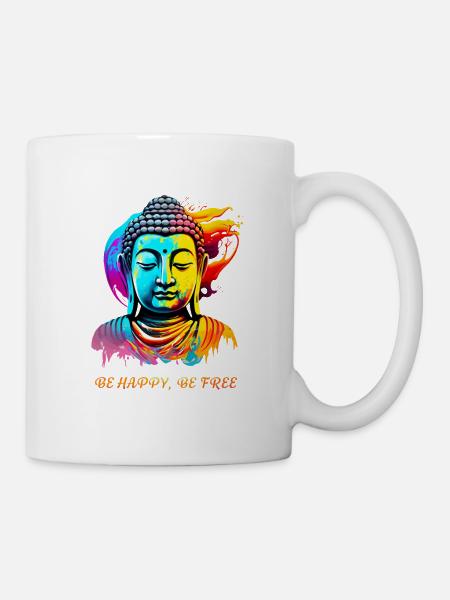 Buddha. Sei glücklich, sei frei - Tasse - Weiß