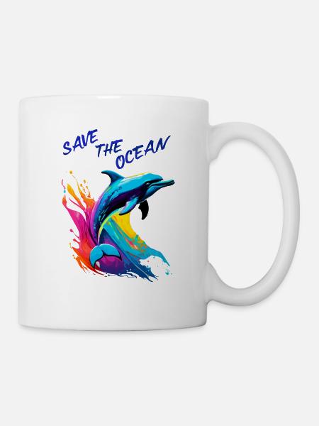 Rettet den Ozean. Delfin - Tasse - Weiß