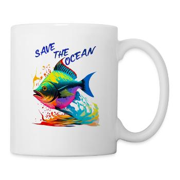Save the Ocean. Colorful Fish - Mug - white - Right