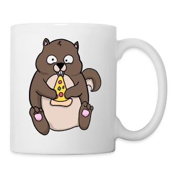 Fat Squirrel Eating Pizza Funny Comic Style - Mug - white - Right