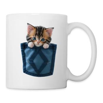 Chat dans un sac chaton mignon - Mug blanc - blanc - Droite