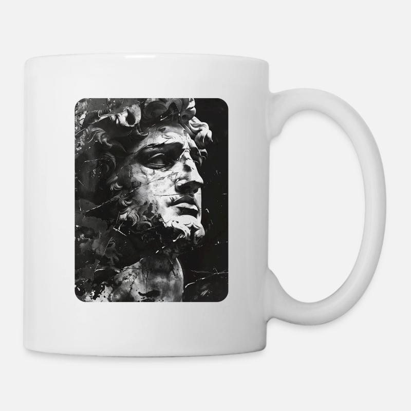 zerbrochenes Gesicht einer Marmorstatue - Tasse - Weiß