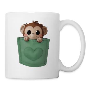 Little Monkey in PocketHeart Green - Mug - white - Right