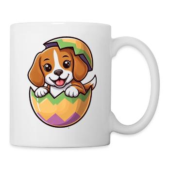 Colorful Easter Egg with Hatching Beagle Design - Mug - white - Right