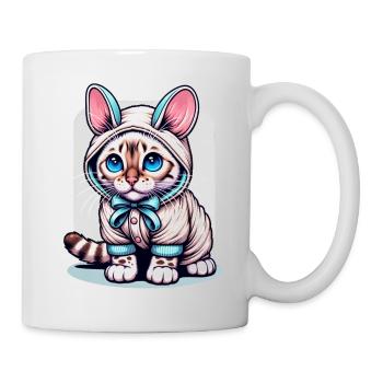 Snow bengal Kitten als Oster-Hase - Tasse - Weiß - Rechts