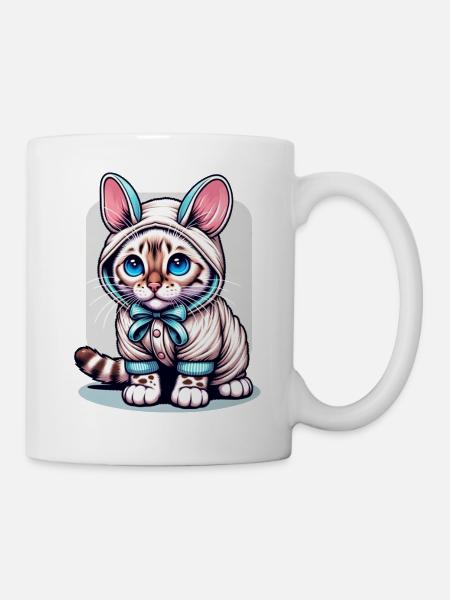 Snow bengal Kitten als Oster-Hase - Tasse - Weiß