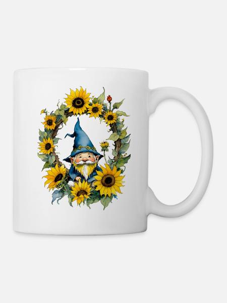 Sonnenblumen-Gnom - Tasse - Weiß