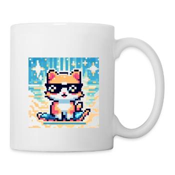 chat icone pixel - Mug blanc - blanc - Droite
