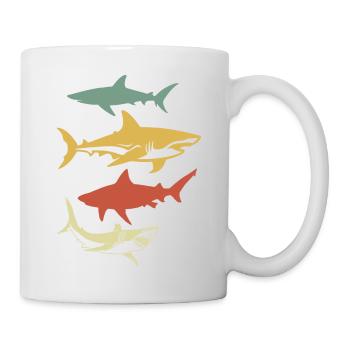 requin rétro vintage - Mug blanc - blanc - Droite