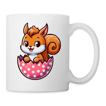 Cute Squirrel with Easter Egg Comic Design - Mug - white - Right