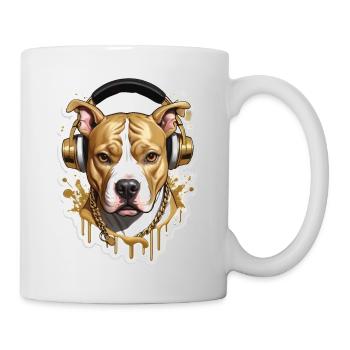 Chien bouledogue avec écouteurs - Mug blanc - blanc - Droite