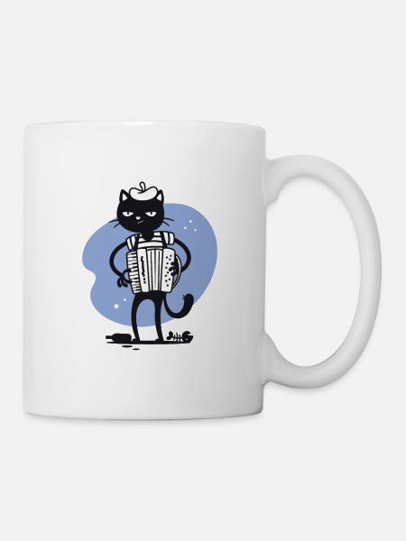 French Cat Accordion Player - Mug - white