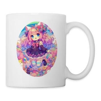 A cute anime girl in a cloud garden - Mug - white - Right