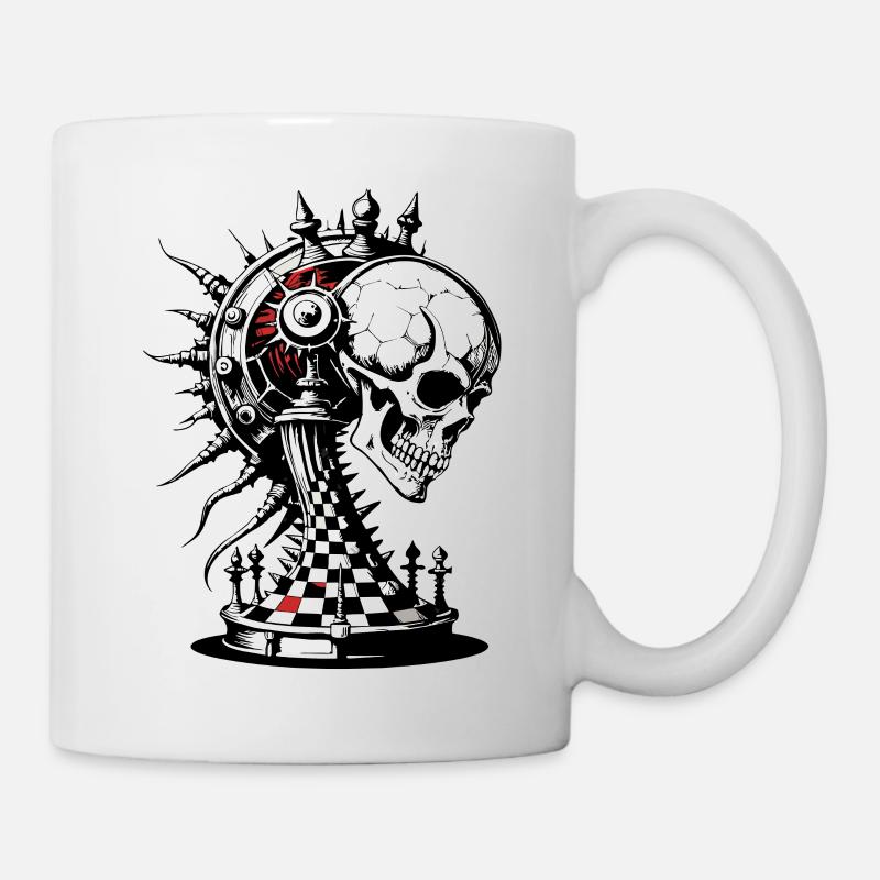 Crâne d’échecs // Pièce d’échecs crâne FS0038 - Mug blanc - blanc