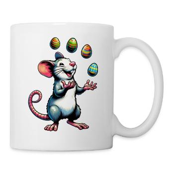 Oster-Maus & Ratte mit Ostereiern - Tasse - Weiß - Rechts