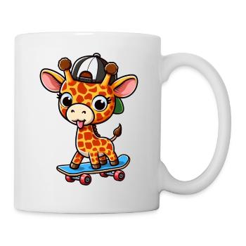 Freche Skater-Giraffe mit Skateboard - Tasse - Weiß - Rechts