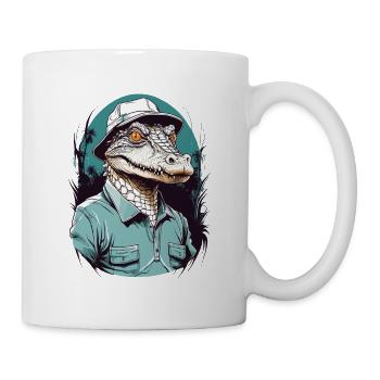 Krokodil Golfer Golfspieler Design - Tasse - Weiß - Rechts