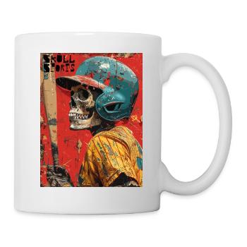 The American Baseball Skull - Skull, Totenkopf - Tasse - Weiß - Rechts