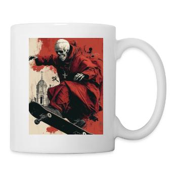 Creepy Pope - Skull, Skelett, Totenkopf, Skater - Tasse - Weiß - Rechts